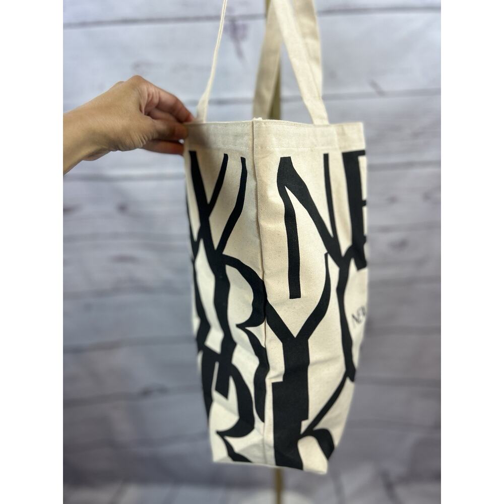 The New Yorker Magazine Beige Black Cotton Canvas Tote Bag 15” X 15” - Picture 3 of 8